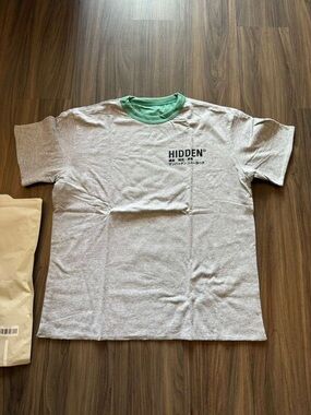 Hidden - Reversible T-Shirt in Heather Gray with Green Collar and Green